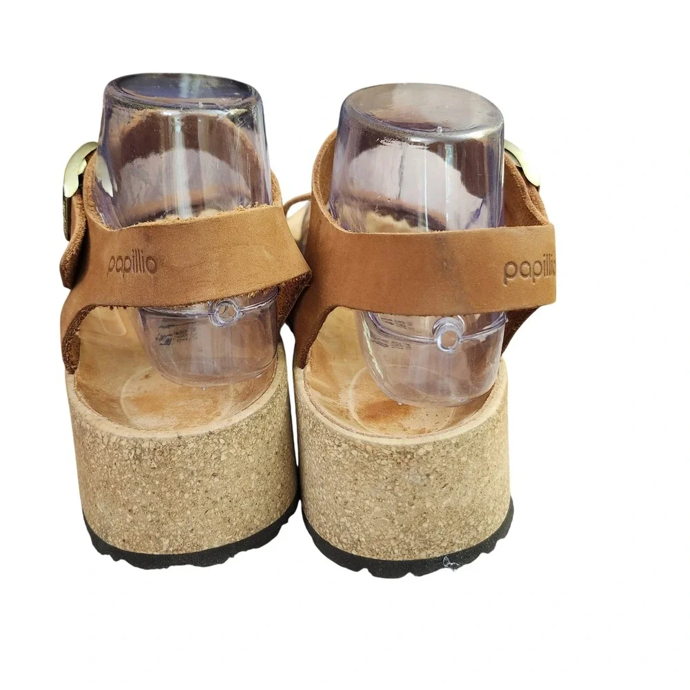 Papillio Birkenstock Glenda Tan Nubuck Leather Platform Wedge Sandals 41 L10 M8